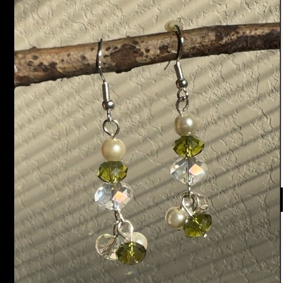 Artisan Jewelry - Artisan Freshwater Pearls & Swarovski Crystal Beads Earrings w/Sterling Silver